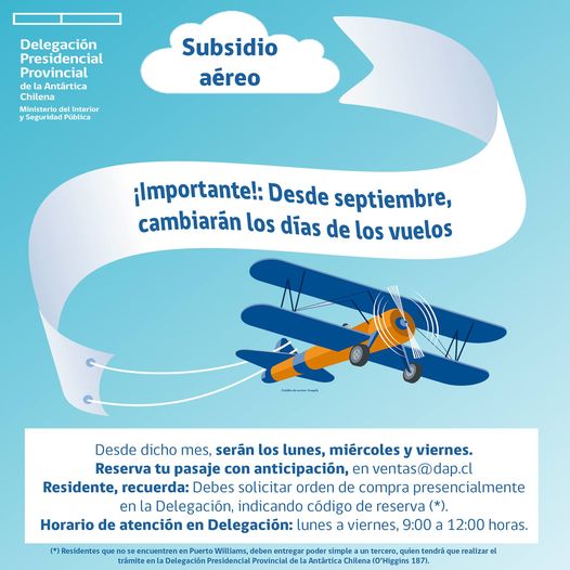 [AFICHE] Subsidio aéreo: Cambio en los días de los vuelos