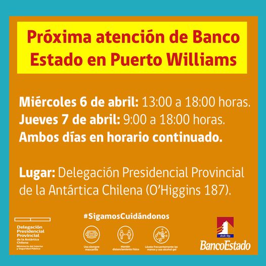 [AFICHE] Atención de Banco Estado en Puerto Williams