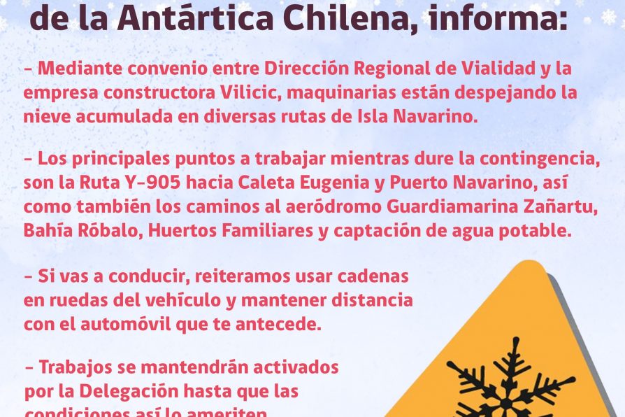 [AFICHE] DPP Antártica Chilena informa sobre trabajos de despeje de rutas en Isla Navarino