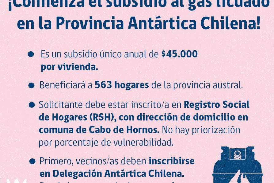 [AFICHES] Inicio de subsidio al gas licuado 2022 en la Provincia Antártica Chilena