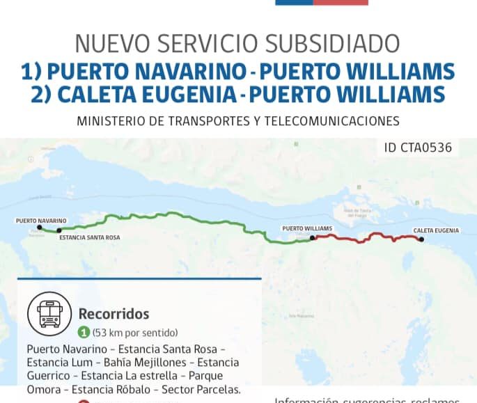 [AFICHE] Servicio subsidiado de transporte terrestre en Isla Navarino