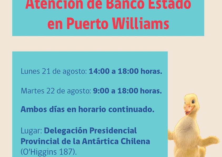 [AFICHE] Atención presencial de Banco Estado en DPP Antártica Chilena