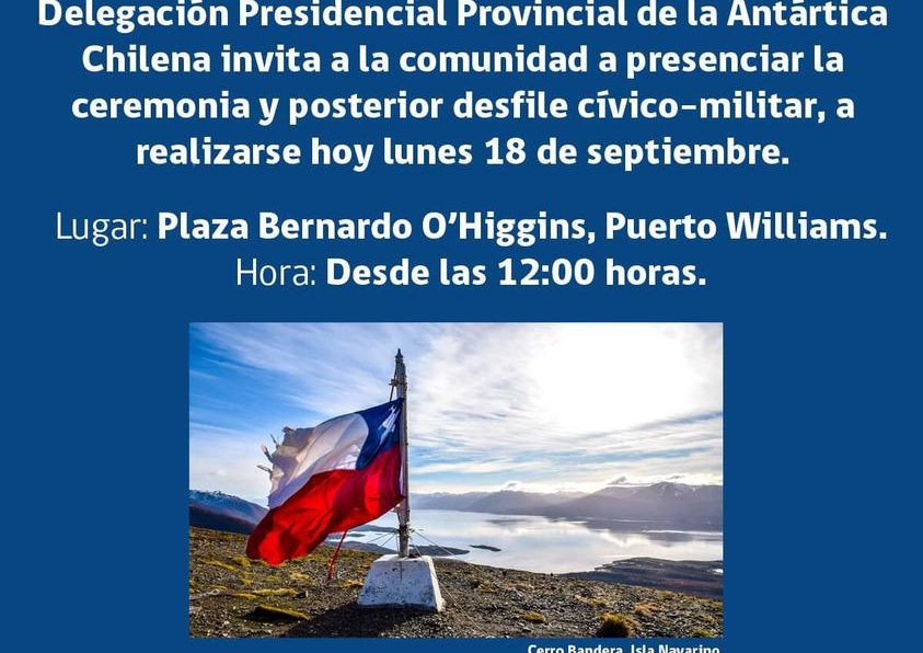 [AFICHE] Mensaje por Fiestas Patrias e invitación a participar en desfile cívico-militar de Puerto Williams