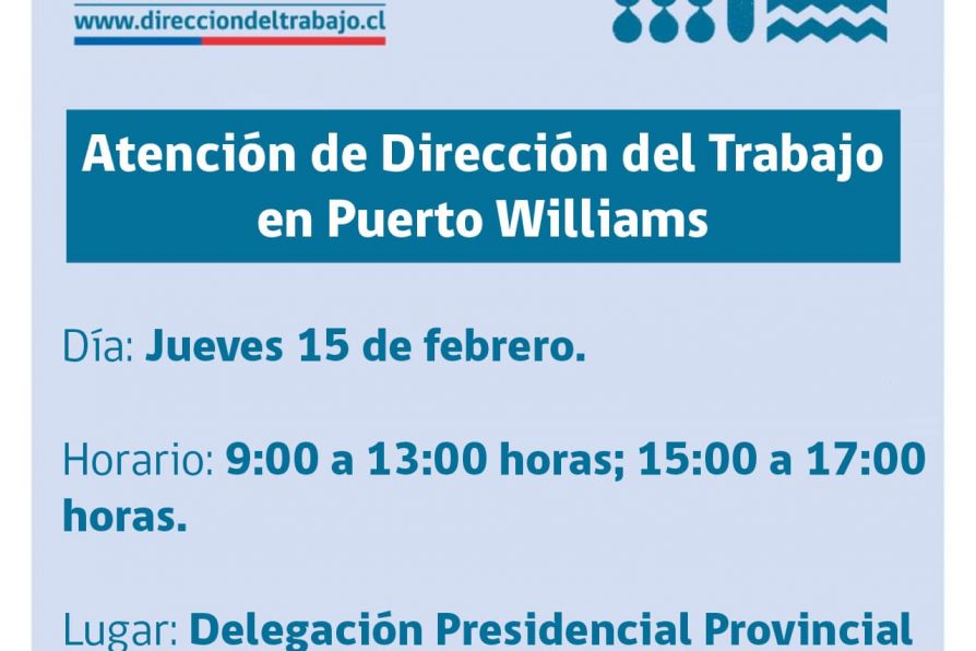 [AFICHE] Atención presencial de la Dirección del Trabajo en Puerto Williams