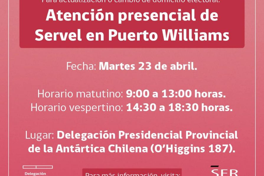 [AFICHE] Próxima atención presencial de Servel en Puerto Williams