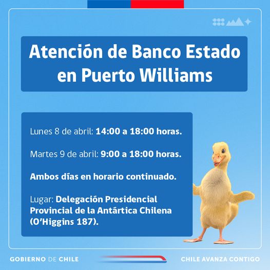 [AFICHE] Atención de Banco Estado en Delegación Antártica Chilena