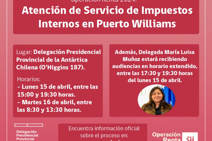 [AFICHE] Atención del Servicio de Impuestos Internos para Operación Renta 2024 en Puerto Williams