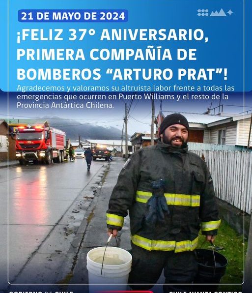 [AFICHE] Saludo por 37° aniversario de Primera Compañía de Bomberos “Arturo Prat” de Puerto Williams