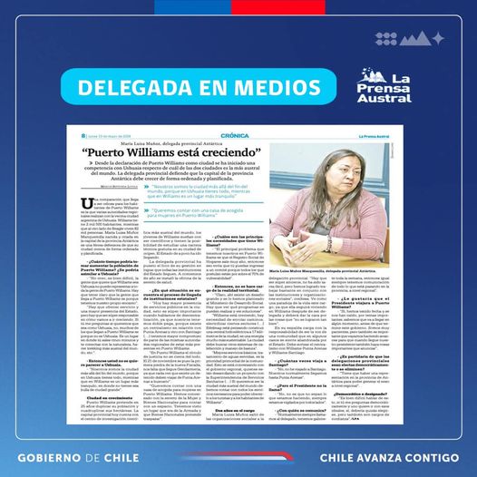 [AFICHE] Delegada María Luisa Muñoz en diario regional La Prensa Austral: “Puerto Williams está creciendo”