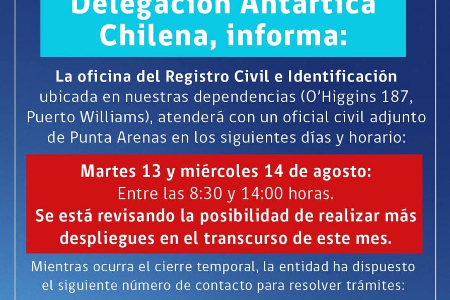 [AFICHE] Atención del Registro Civil e Identificación en Puerto Williams