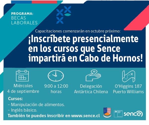 [AFICHES] Atenciones de Sence frente a cursos presenciales en Cabo de Hornos