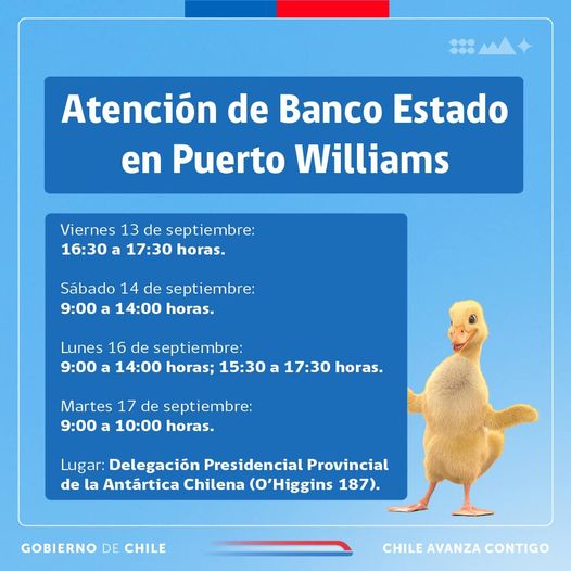 [AFICHE] Atención de Banco Estado en DPP Antártica Chilena