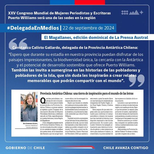 [AFICHE] Columna de opinión de Delegada Constanza Calisto en El Magallanes por Congreso Mundial de Periodistas y Escritoras