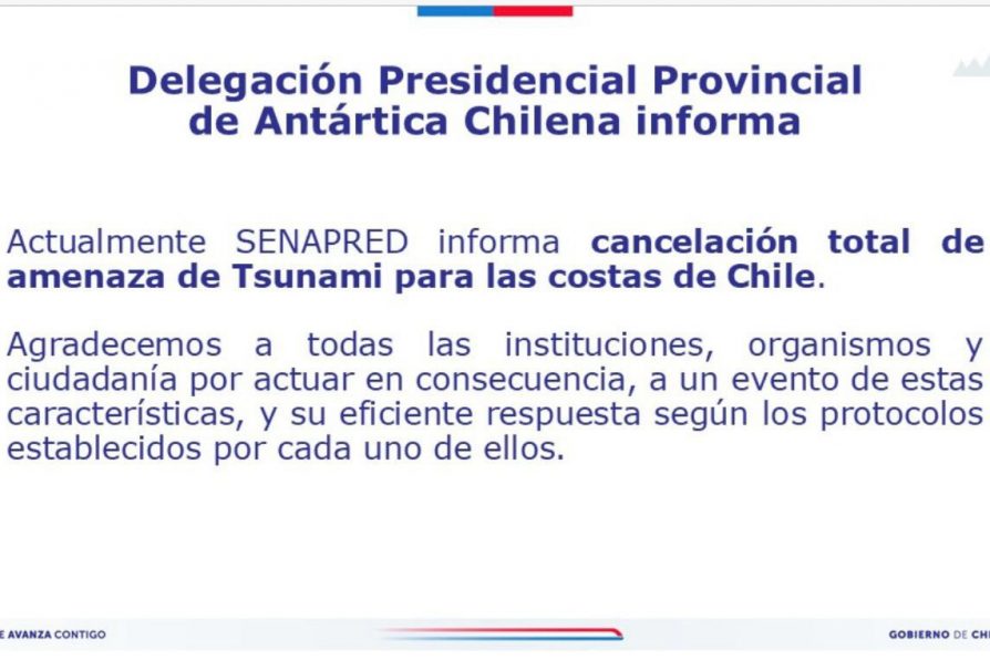 [AFICHE] Información de Delegación Antártica Chilena tras sismo en la zona