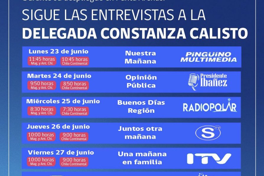 [VIDEOS] Entrevistas concedidas por la delegada Constanza Calisto a medios de comunicación en Punta Arenas