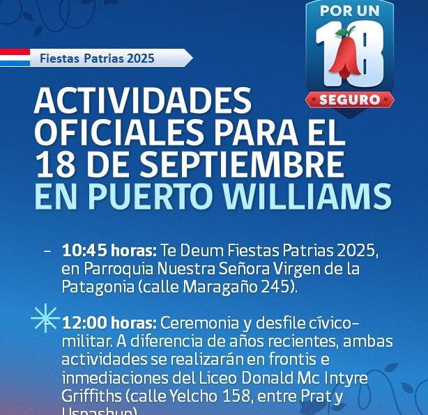 [AFICHE] Invitación a actividades oficiales del 18 de septiembre 2025 en Puerto Williams