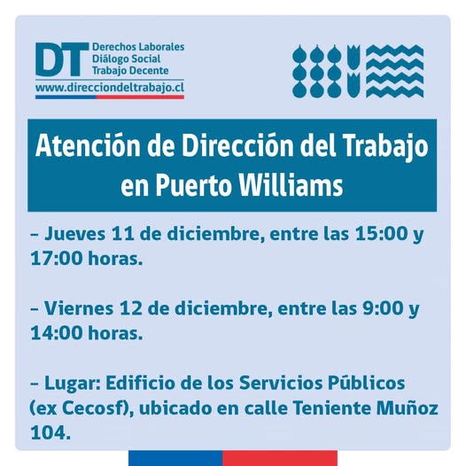 [AFICHE] Atención de la Dirección del Trabajo en Puerto Williams