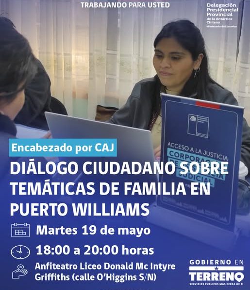 [AFICHE] Encabezado por CAJ: Diálogo ciudadano sobre temáticas de familia en Puerto Williams