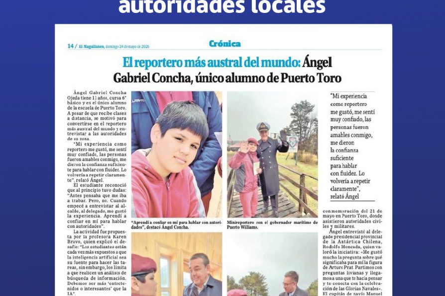 [AFICHE – La Prensa Austral] Estudiante de Puerto Toro recibe clases a distancia y entrevista a autoridades locales