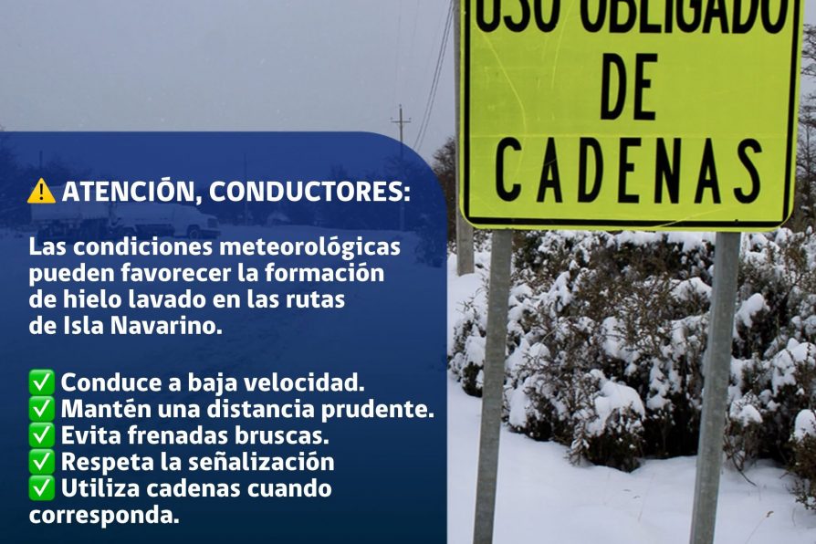 [AFICHE] Recomendaciones frente a hielo lavado en rutas de Isla Navarino