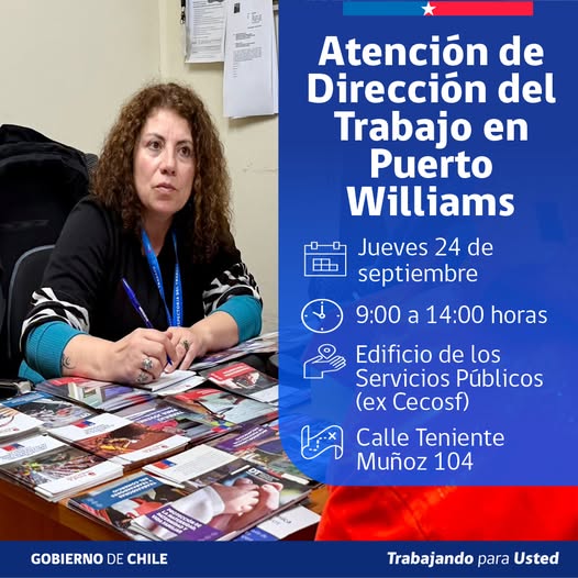 [AFICHE] Atención presencial de la Dirección del Trabajo en Puerto Williams