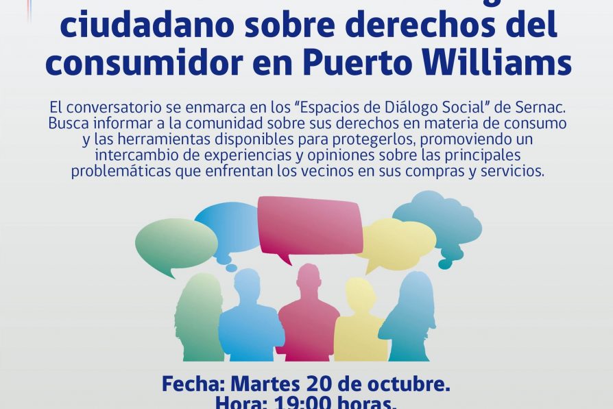 [AFICHE] Invitación a participar en un diálogo ciudadano sobre derechos del consumidor en Puerto Williams
